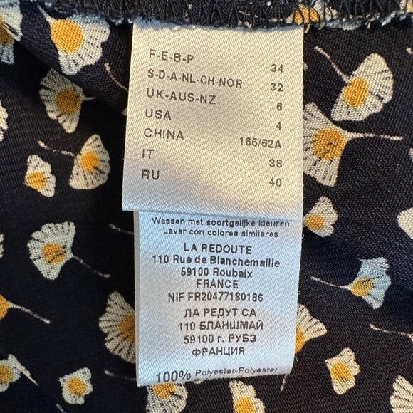 RR Womens Black Floral Wrap Front Zipper Midi A-Line Skirt Size 4 - Picture 9 of 11